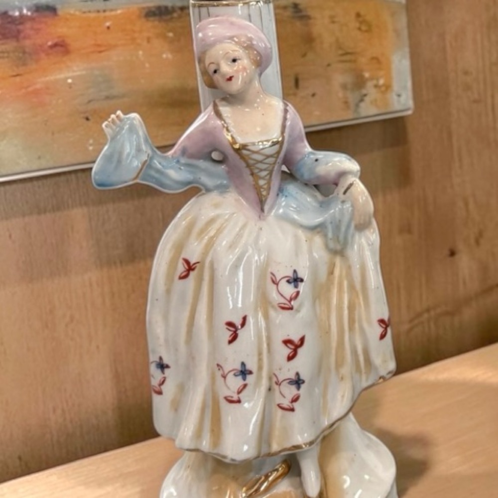 Antique WWII Occupied Japan Colonial Lady Porcelain Figurine Lamp Vintage EUC - Picture 2 of 16